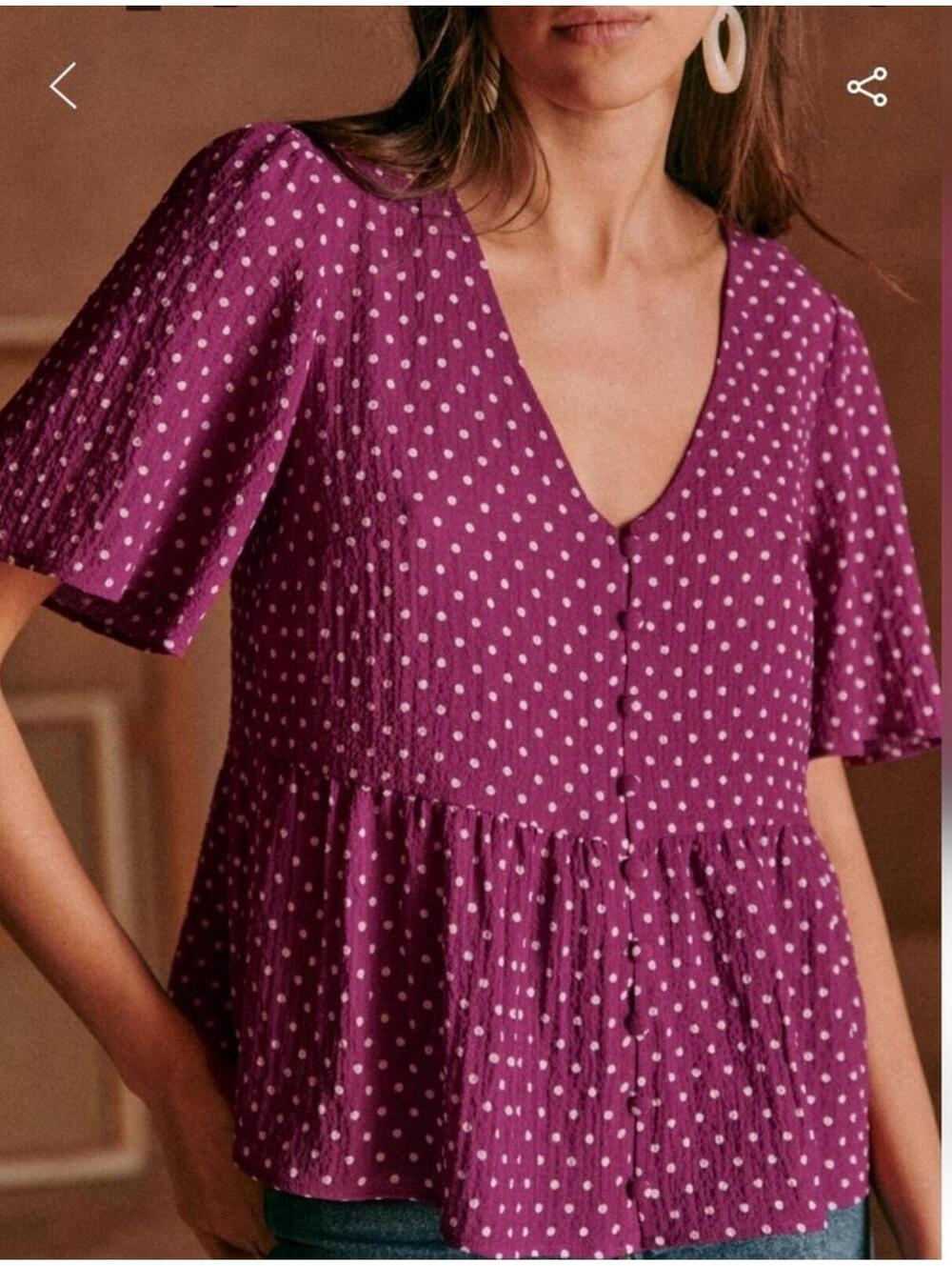 Sezane Eleonore Blouse Polka Dot Size 34 US 2